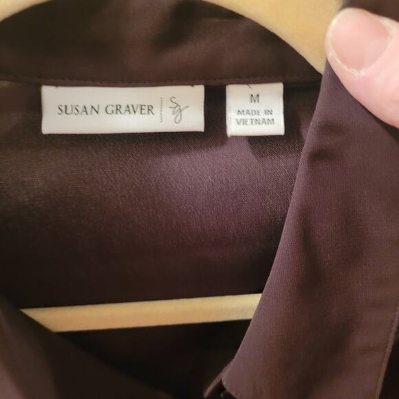 Susan Graver Button Down Shirt Lot Of 3 Size M Cream Blue Brown - Picture 10 of 10